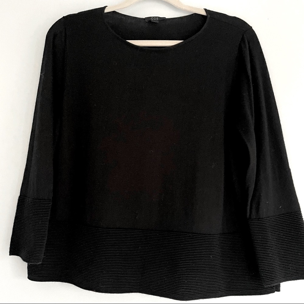 COS 100% Wool Black Cropped Sweater